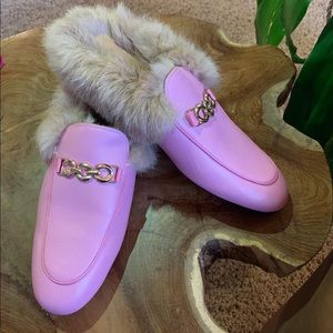 Fluffy pink slippers